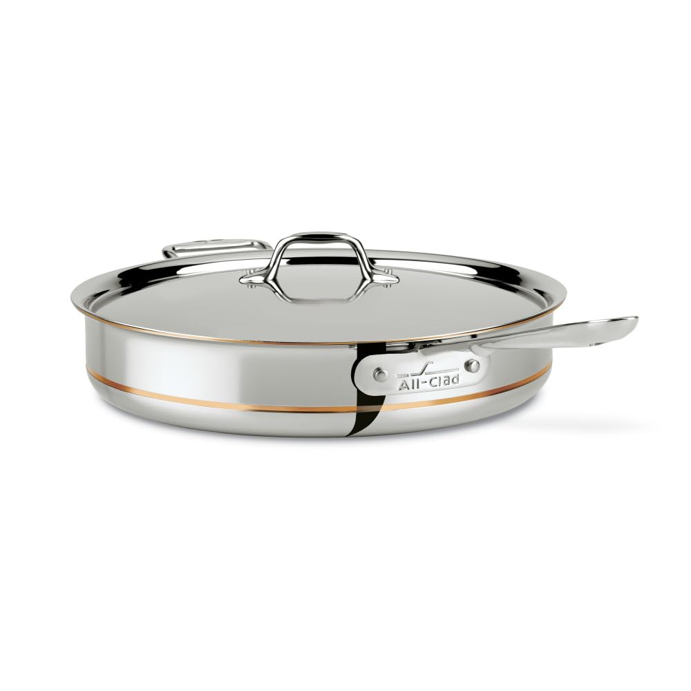 All-Clad Copper Core 5-Ply Stainless Steel Sauté Pan with Steel Lid 6 Quart Induction