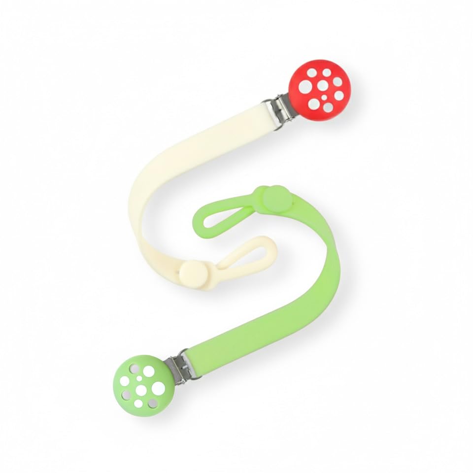 RaZbaby Chompy Silicone Pacifier Holder Clip - Red/Green