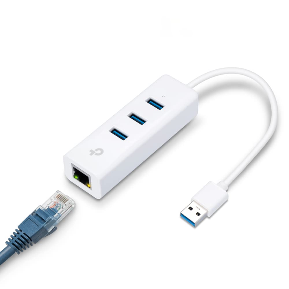 TP-Link USB 3.0 to Ethernet Adapter, 3-Port USB Hub Laptop Network Adapter