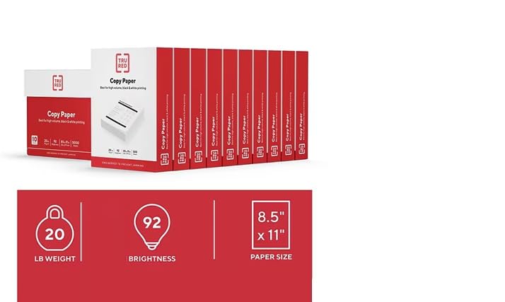STAPLES TRU RED Copy Paper, 8.5x11, 20 lb, 92 Bright, 400 Rm/Pallet (TR56958DLQO)