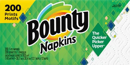 Bounty Paper Napkins, White, 200 Sheets per Pack, Pack of 42 (34885PK)