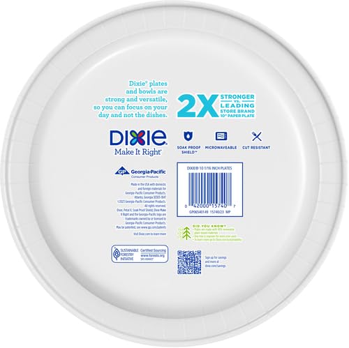 Dixie Paper Plates, – Large 10 Inch (Pack of 3)