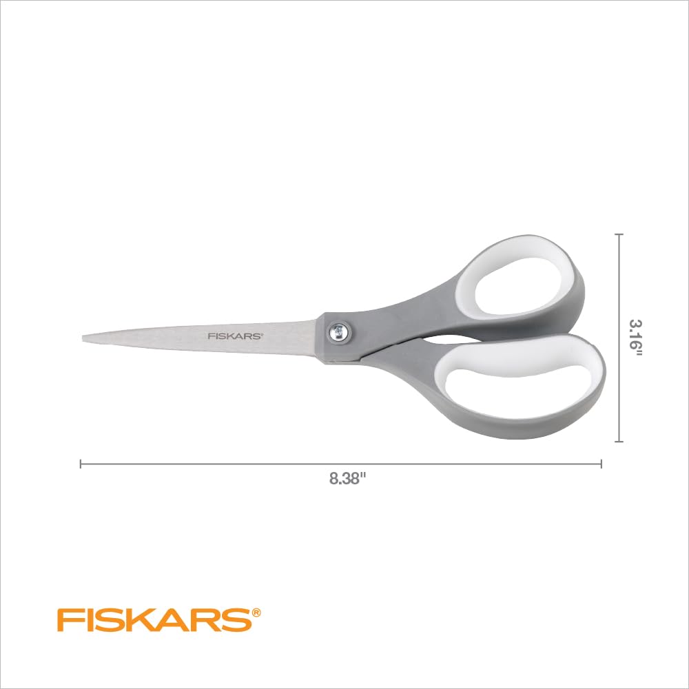 Fiskars 8" SoftGrip Everyday All Purpose Scissors, Office & Crafts, Grey (additional view 6)