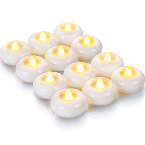 2" Flameless LED Floating Candles, White Waterproof Tealights