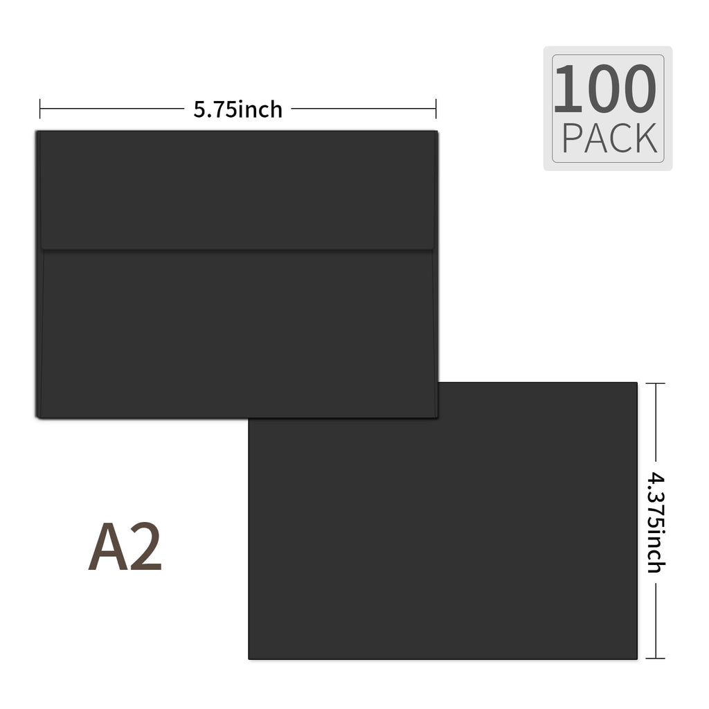 Ouzoustate A2 Invitation Envelopes 4.375x5.75 - black view 1