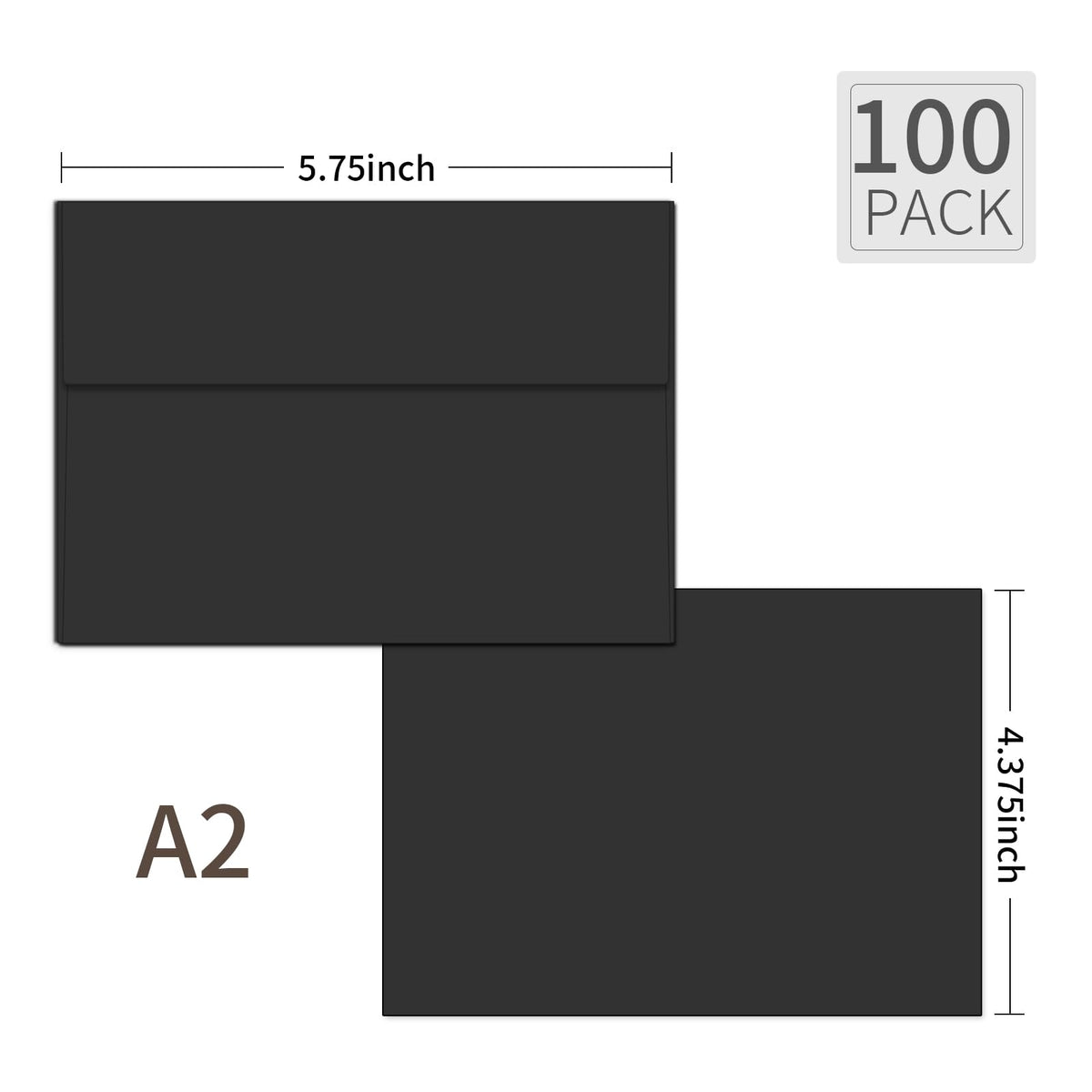 Ouzoustate A2 Invitation Envelopes 4.375x5.75 - black view 1