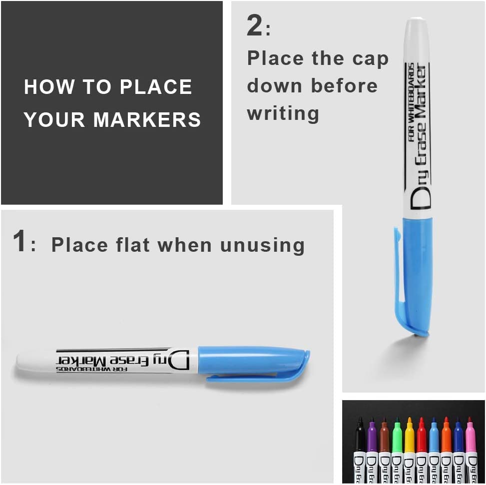 Volcanics Dry Erase Markers, Fine Tip, Low Odor, 10 Colors, – 125 Pack (OP020125PK)