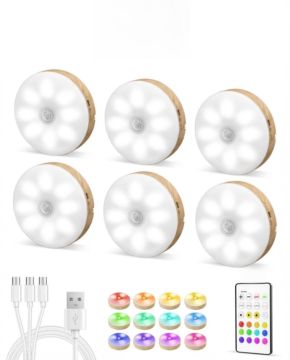 EZVALO Under Cabinet Lighting, 1000mAh Rechargeable Puck Lights with Remote, 3 Color