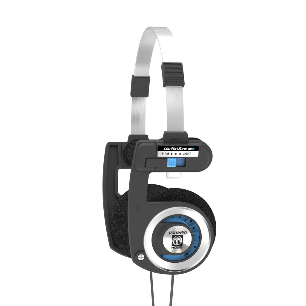 Koss Retro 80s Style On-Ear Headphones, Wired 3.5mm Plug - Black; Silver