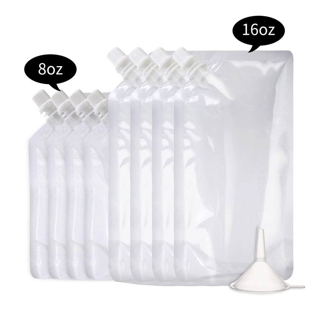 OHMAXHO Plastic Reusable Drink Pouches for Adults - A【8OZx4PCS+16OZx4PCS】 view 1