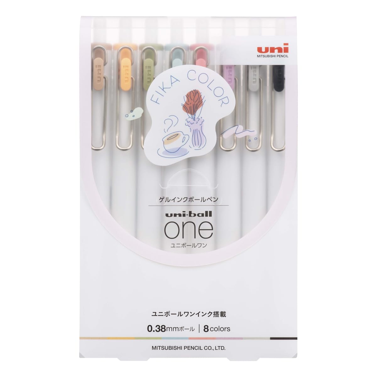Mitsubishi Pencil UMNS38FC8C Gel Ballpoint Pen Uni-Ball One 0.38 Fica Color Set of 8
