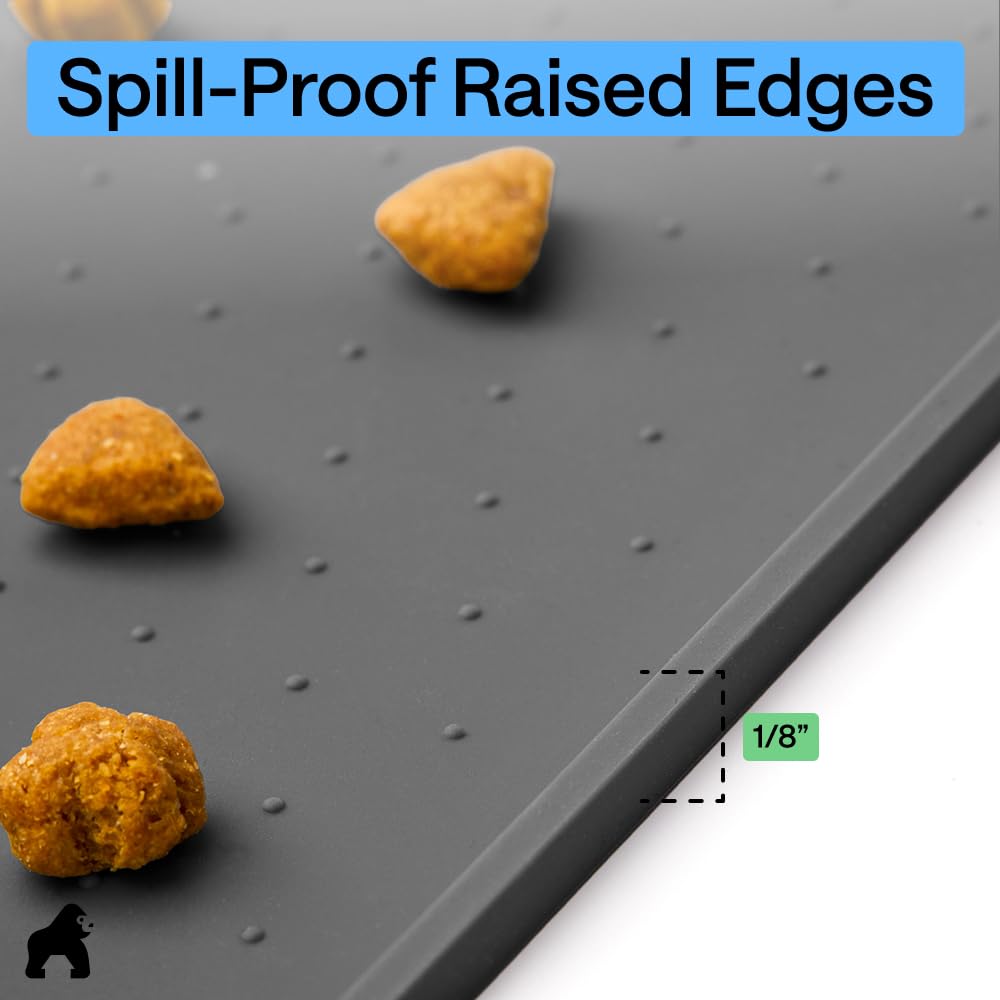 GORILLA GRIP Dog Food Mat, 100% Waterproof Silicone