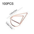 100 Pcs Small Golden Paperclips Stainless Steel Waterdrop Shaped Paperclips Bookmarks Paper Clips Clamps for Memo Paper Photo 15 * 25mm - Rose Golden view 6