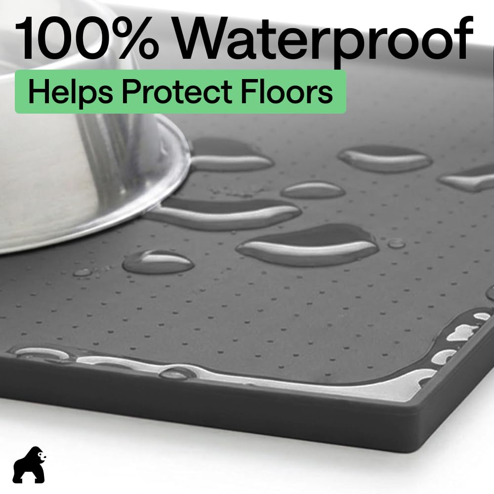 GORILLA GRIP Dog Food Mat, 100% Waterproof Silicone