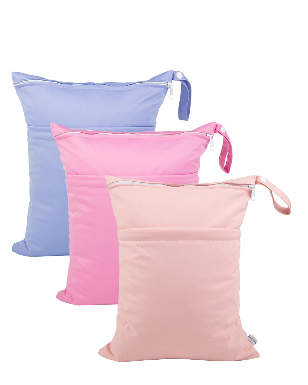 babygoal Wet Dry Bags for Baby Cloth Diapers, Washable Travel Bags, Beach, Pool, Gym Bag for Swimsuits & Wet Clothes (Pack of 3)