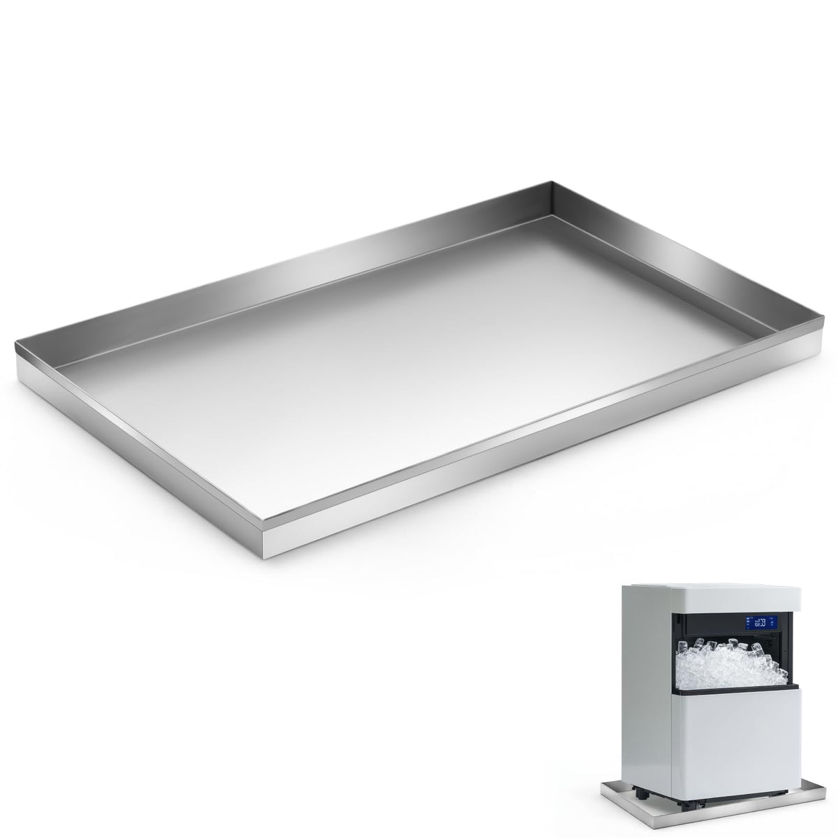 Wesiti 1 Pcs Ice Maker Drain Pan 24" x 15" x 1.5" Water Damage Prevention Galvanized