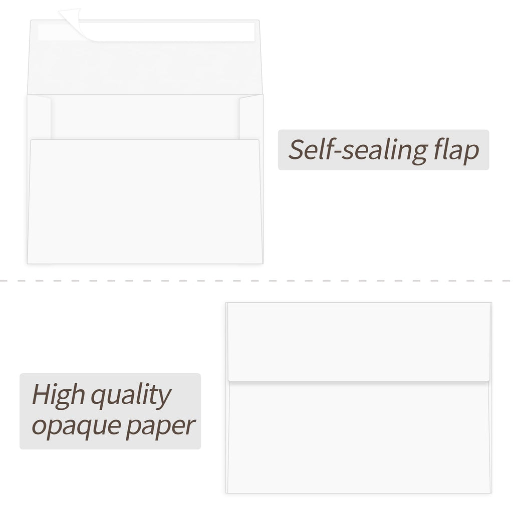 Ouzoustate A2 Invitation Envelopes 4.375x5.75 - 200 PCS white view 2