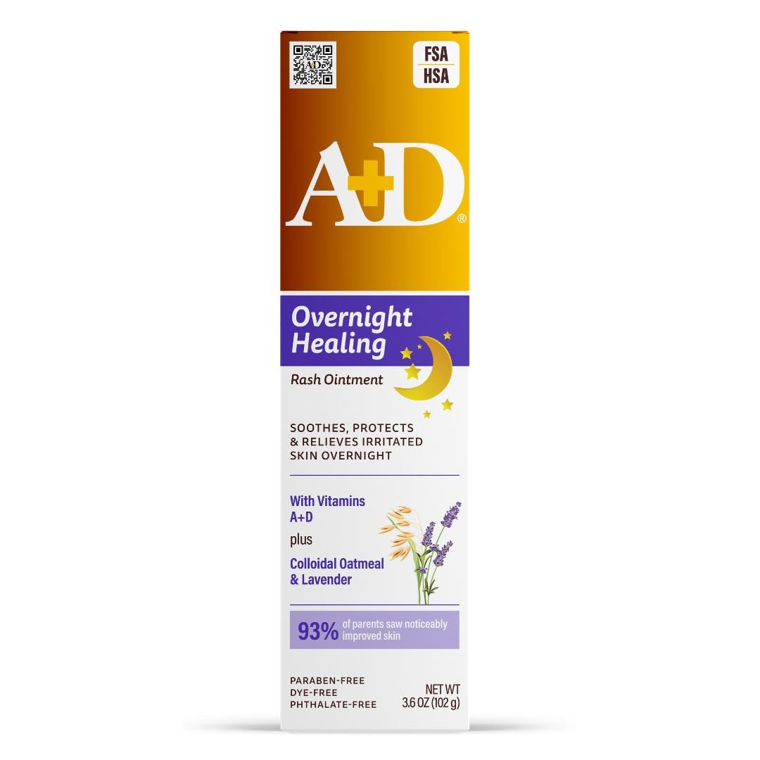 A+D Overnight Healing Diaper Rash Ointment, with Vitamins, Lavender, – 3.6 Oz