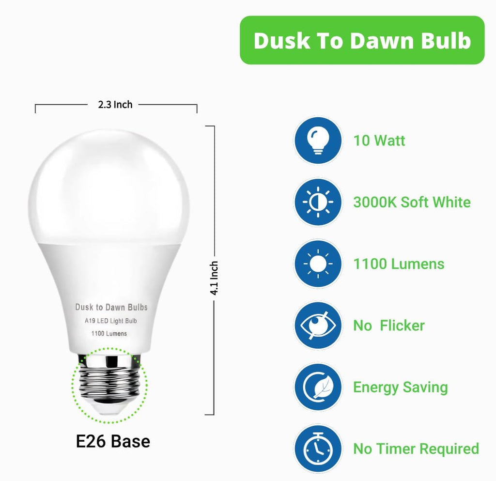 SETEN 4 -Pack Dusk to Dawn LED Light Bulbs Outdoor,75 Watt Equivalent (additional view 5)