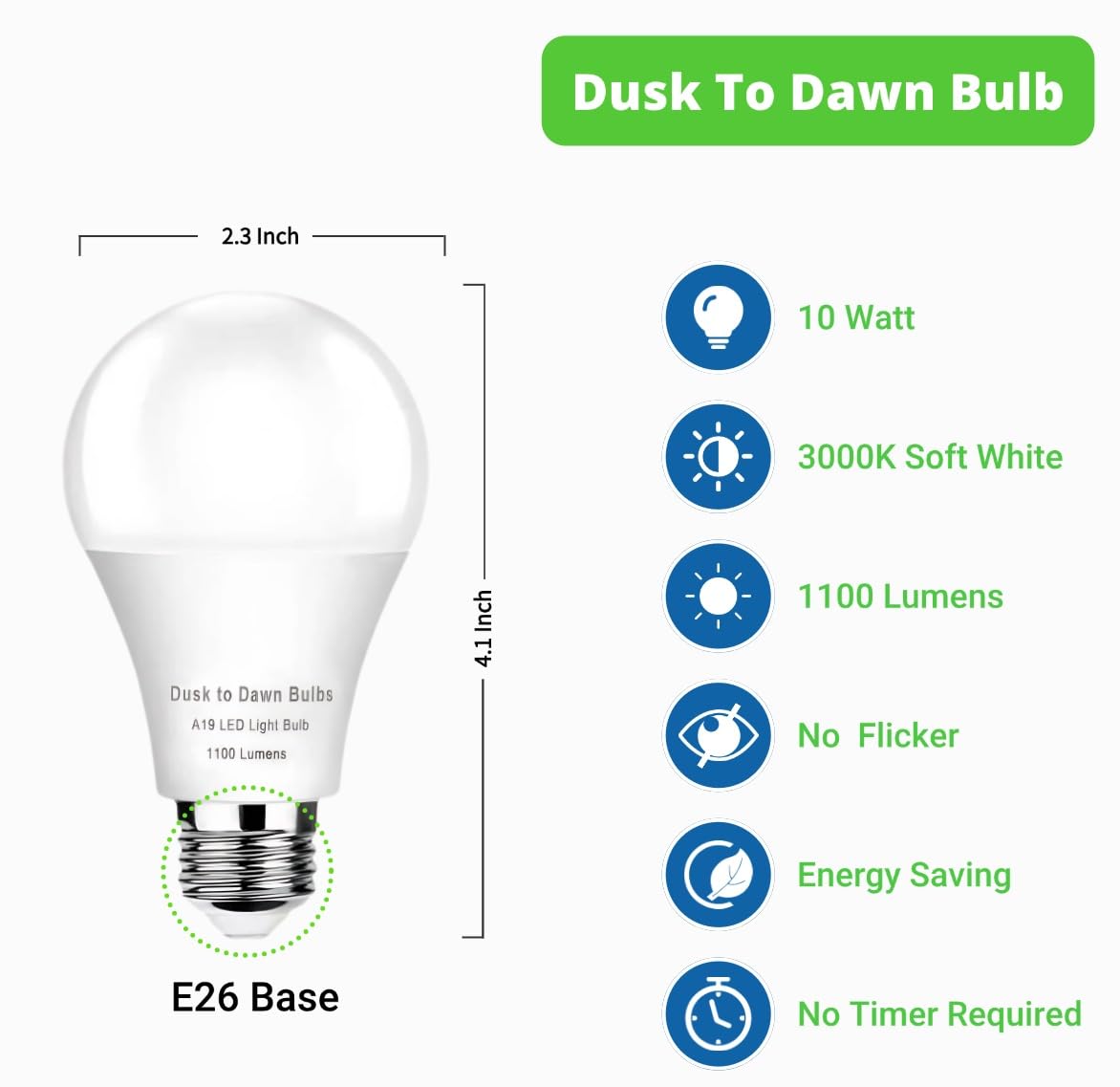 SETEN 4 -Pack Dusk to Dawn LED Light Bulbs Outdoor,75 Watt Equivalent (additional view 5)