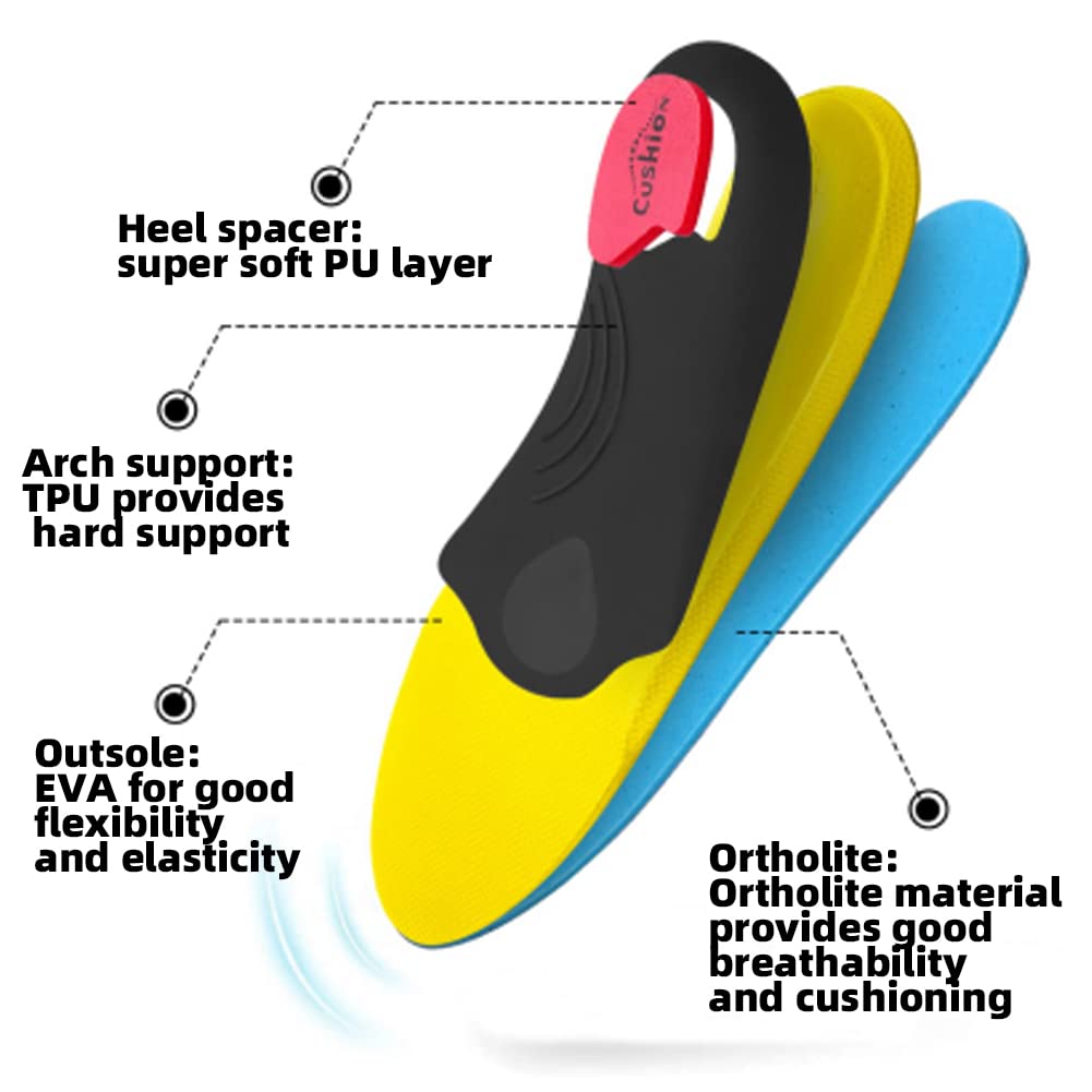 VALSOLE Heavy Duty Support Pain Relief Orthotics - 220+ lbs Plantar Fasciitis High Arch Support Insoles for Men Women