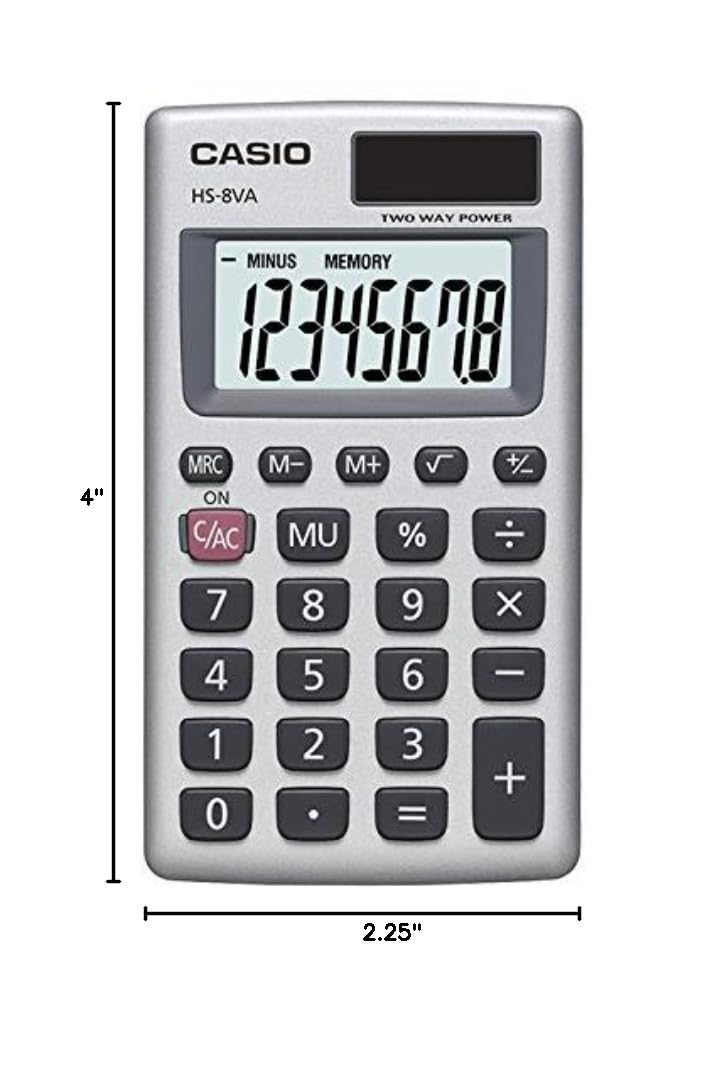 Casio HS-8VA Mini 6-Function Calculator