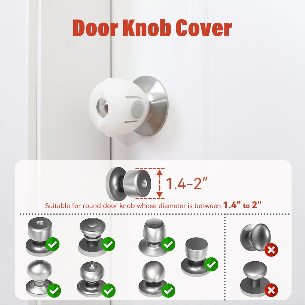Mom's Choice Gold Awards Winner - EUDEMON 4 Pack Baby Safety Door Knob Covers Door Knob (additional view 1)