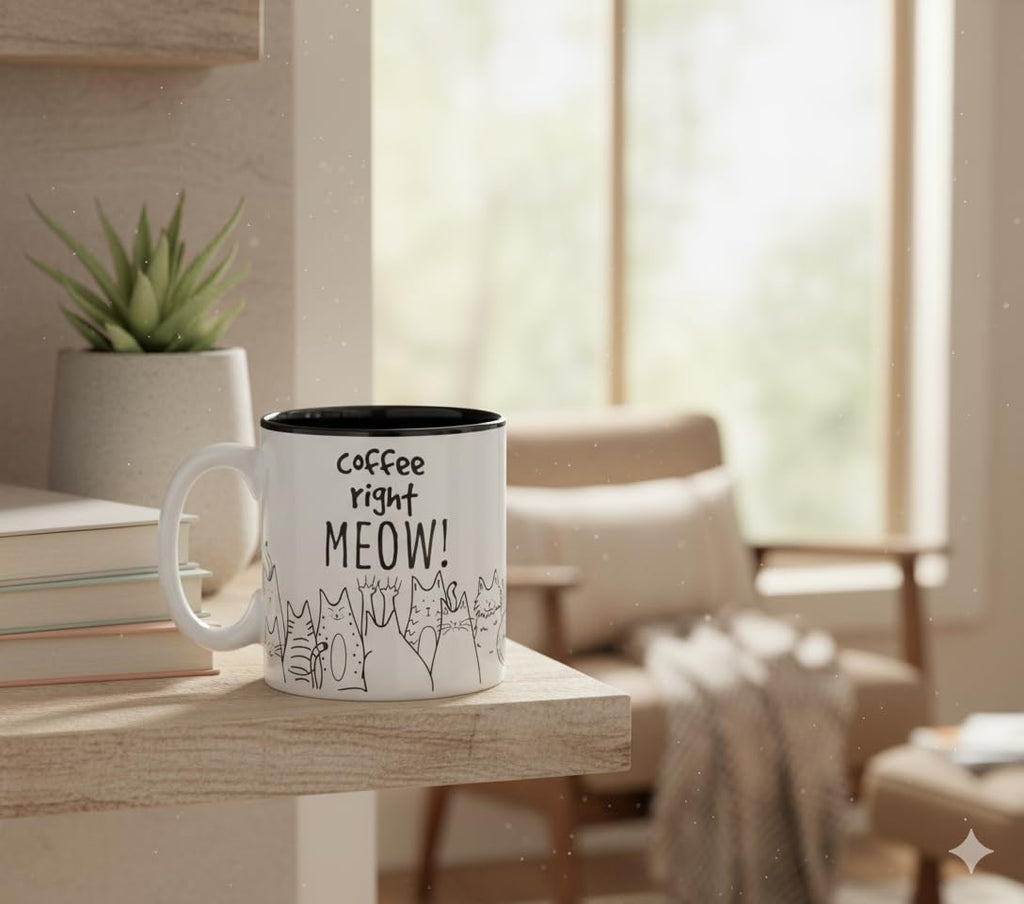 burton + BURTON Coffee Right Meow! 13oz Ceramic Cat Mug with Gift Box – Funny Cat Lover (additional view 3)