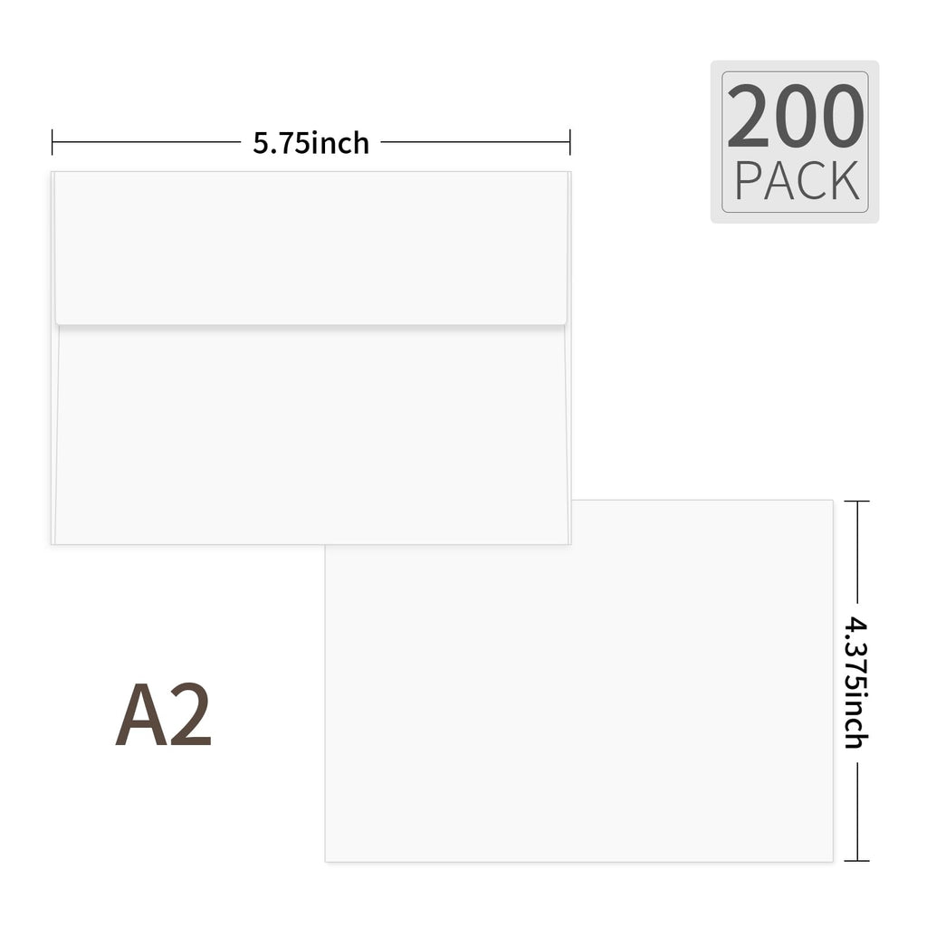 Ouzoustate A2 Invitation Envelopes 4.375x5.75 - 200 PCS white view 1