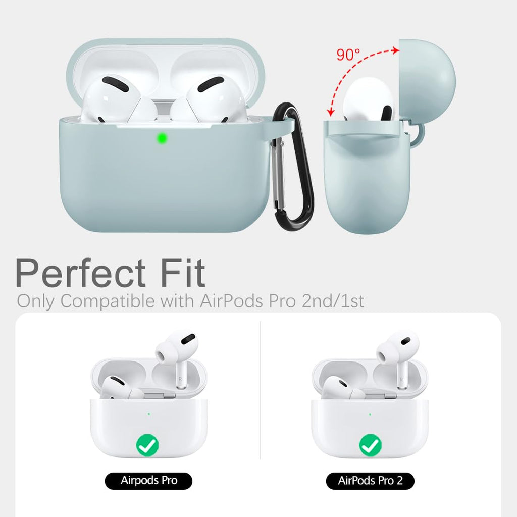 Lerobo for AirPod Pro Case, Soft Silicone Cover with Keychain - Turquoise view 2