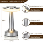 JHPGEOE Cordless Metal Desk Lamp - Sparkle silver view 4