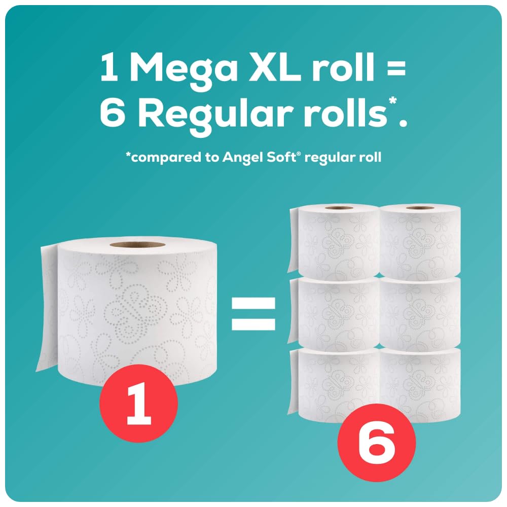 Angel Soft Toilet Paper, 6 Mega XL Rolls = 36 Regular Rolls, Soft and Strong Toilet Tissue (additional view 3)