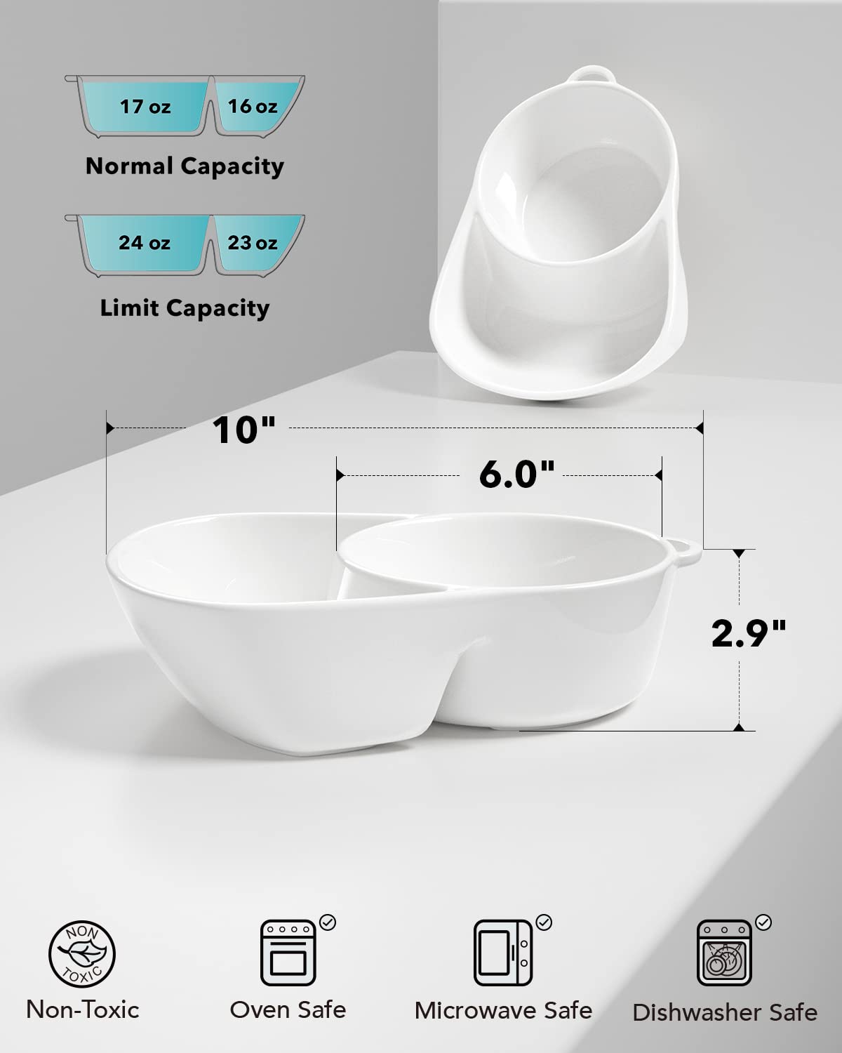 LE TAUCI Chip and Dip Bowls, Anti-Soggy Cereal Bowl, Soup and Side/Cracker Bowls Sets for (additional view 4)