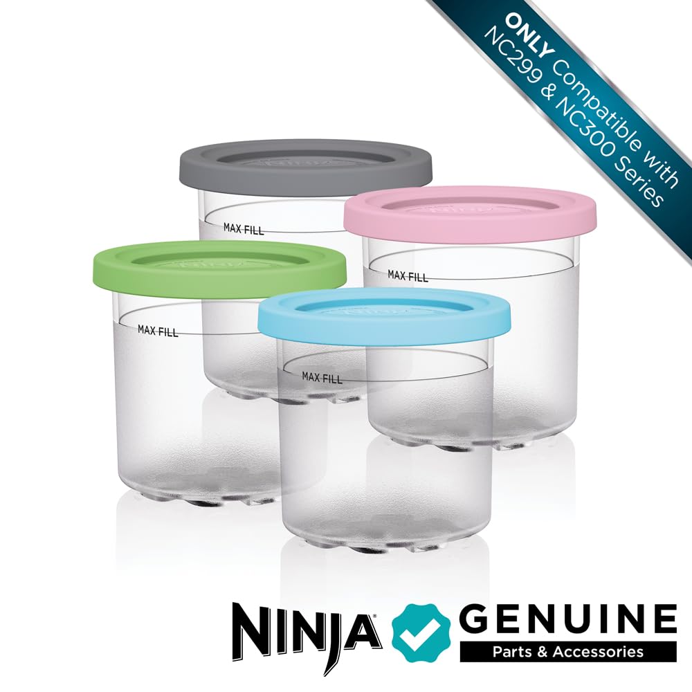 Ninja XSKPLD4BCD CREAMi Original Pints, 4 Count, Compatible with NC299AMZ and NC300s Series, BPA-Free, Dishwasher Safe (Pack of 4)
