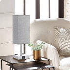 aooshine Set of 2 Touch Lamps with USB-C Port - Grey Shade-Silver Base view 8