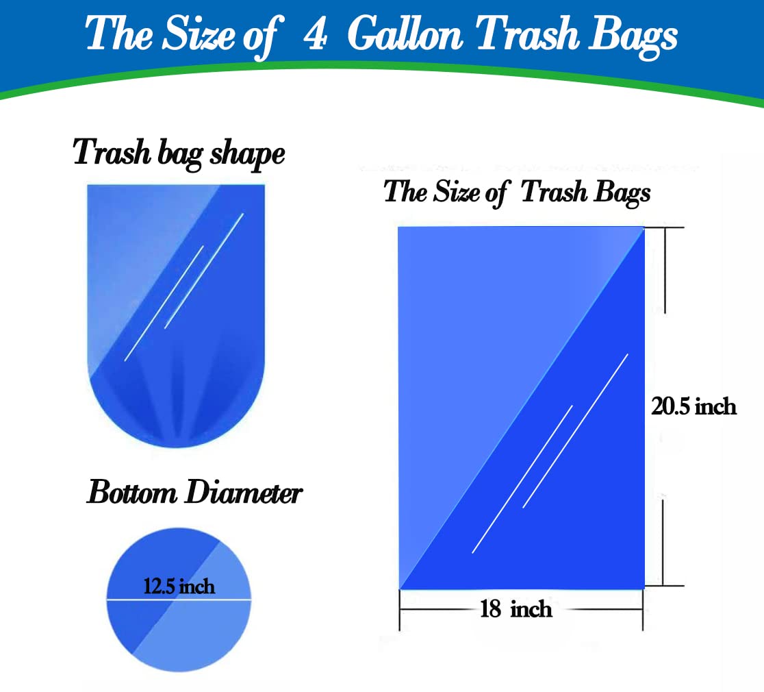 4 Gallon Small Garbage Bags 250 Counts,Trash Bag Bin Liners, 12-15 Liters Bin Bags (additional view 1)