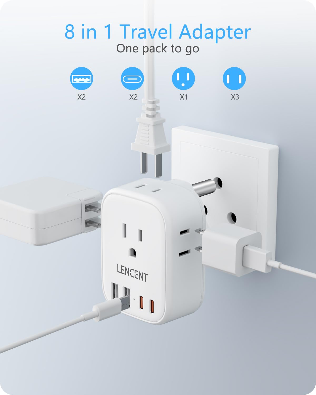 LENCENT Travel Plug Adapter - Type M-17.5W-South Africa view 2