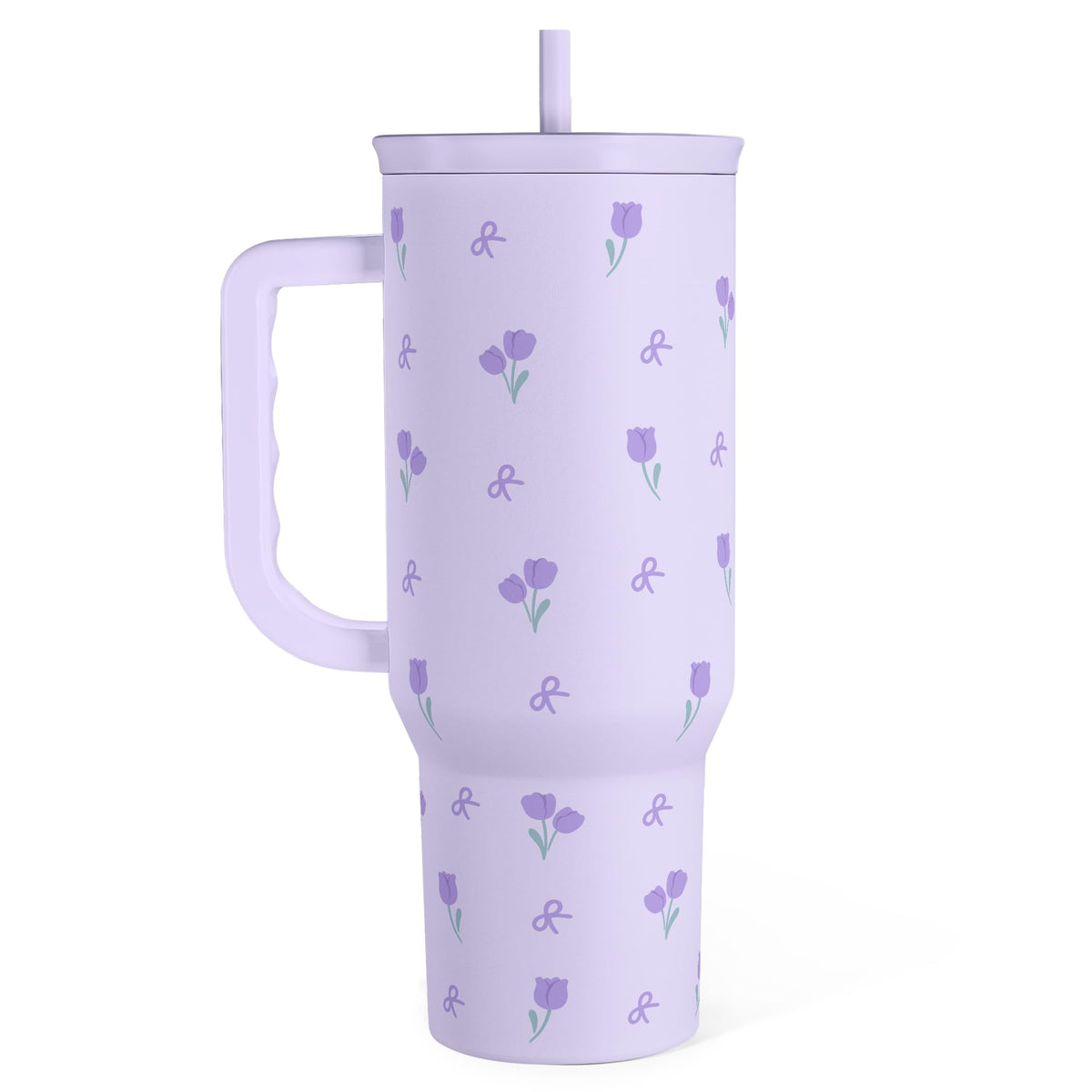 SANDJEST Stainless Sleel Slider Tumbler with Handle 40oz - Floral 1