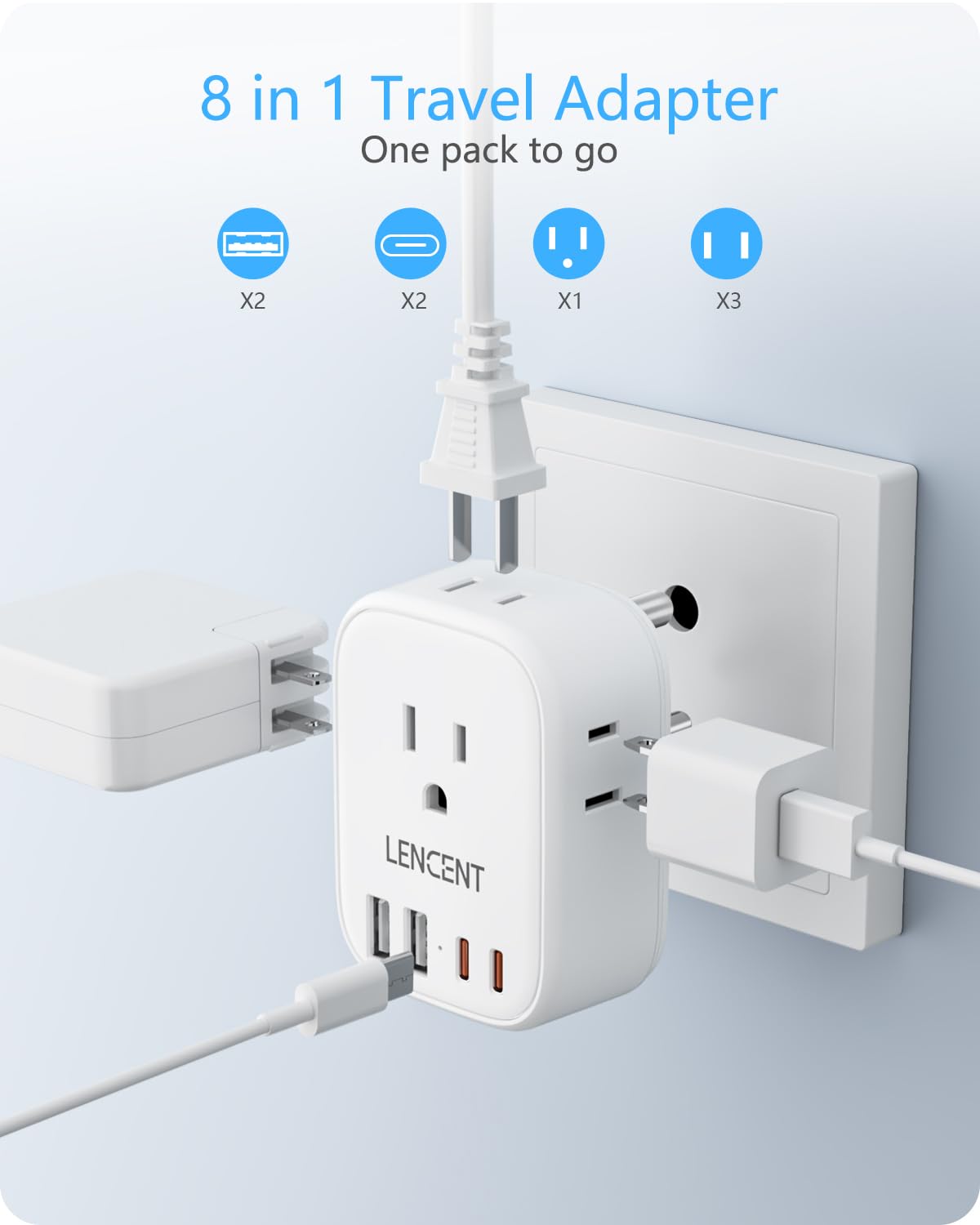 LENCENT Travel Plug Adapter - Type D-17.5W-India Maldives view 2