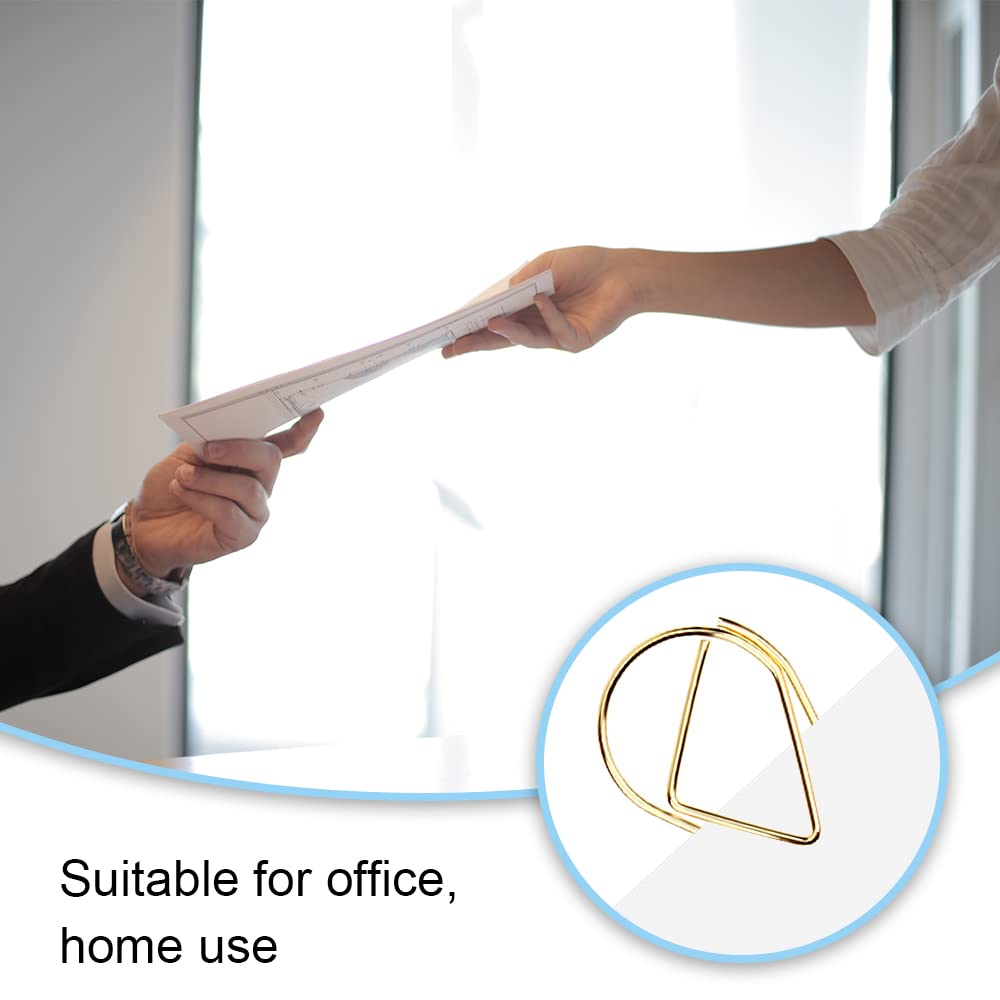 100 Pcs Small Golden Paperclips Stainless Steel Waterdrop Shaped Paperclips Bookmarks Paper Clips Clamps for Memo Paper Photo 15 * 25mm - Gold view 5