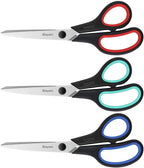 iBayam 8.5" All Purpose Sharp Black Scissors, Comfort-Grip Handles, 24-Pack