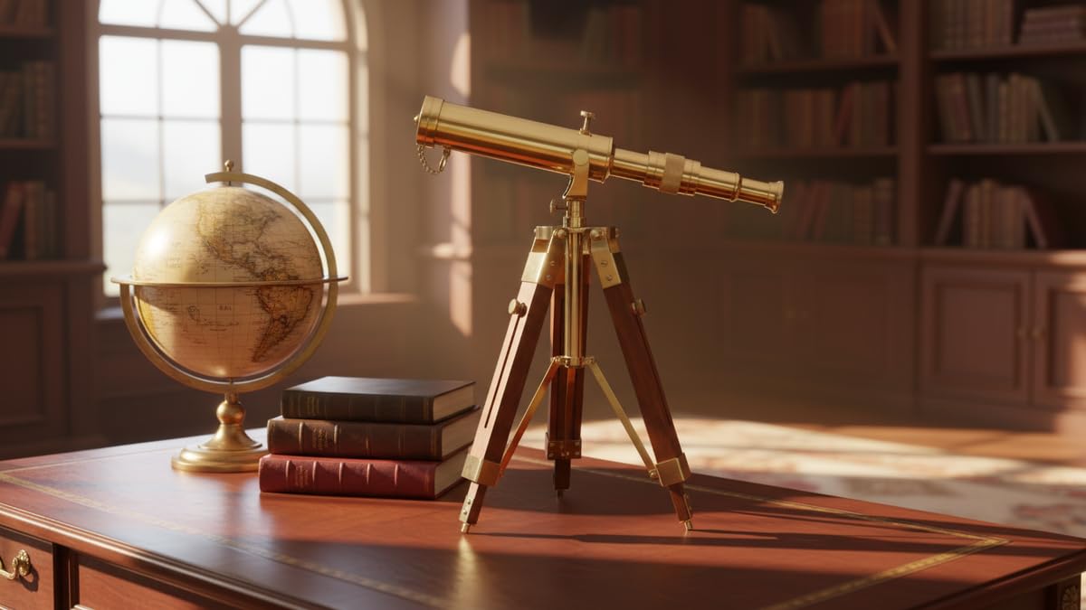 Vintage Brass Nautical Telescope on Tripod Stand Desktop Telescope Outdoor Adventures (additional view 7)