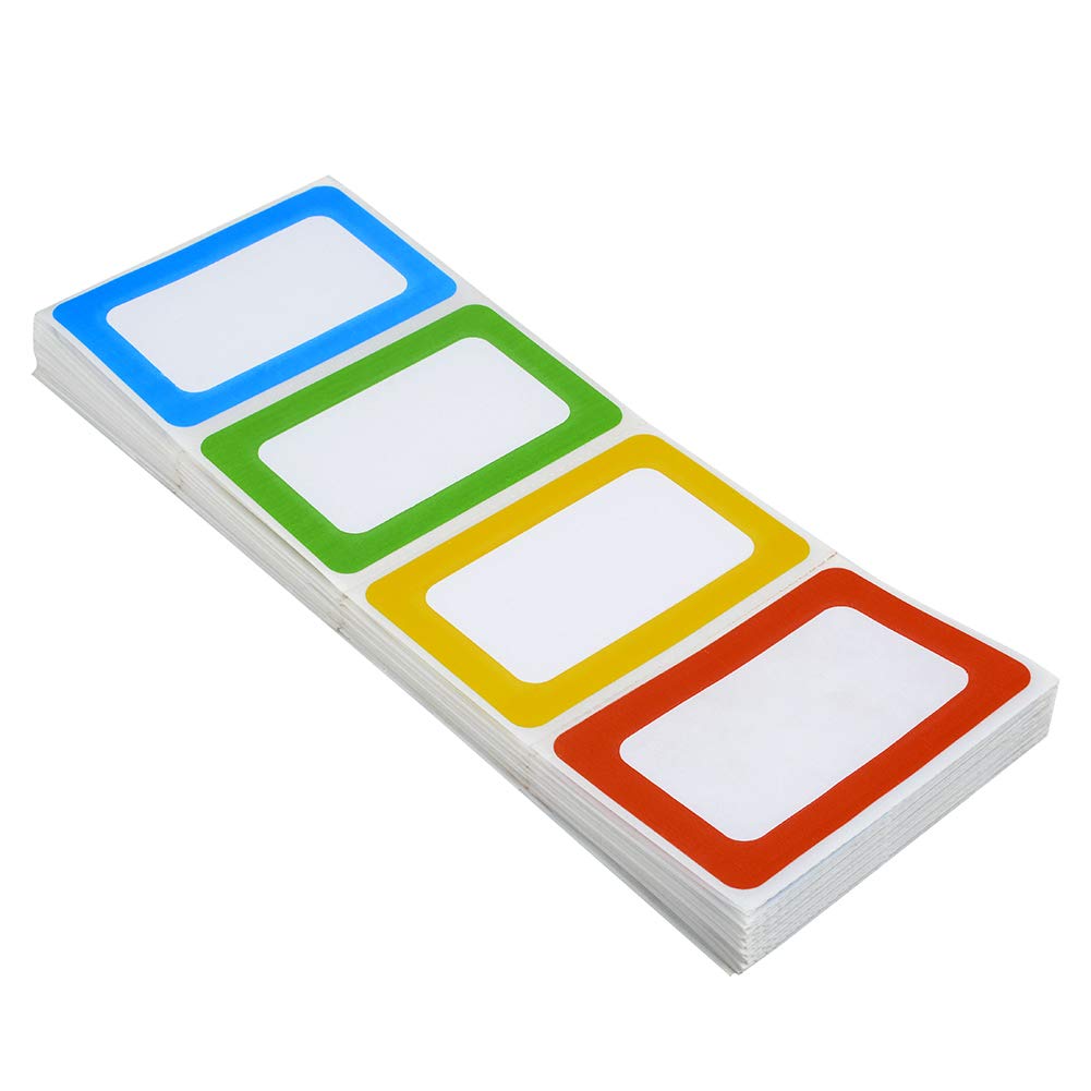 Solar-Power Plain Name Tag Stickers Colorful Border Name Tag Labels - 200 Stickers (3.5 x 2.25 inch) (8957.200A)