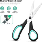 iBayam 8.5" All Purpose Sharp Black Scissors, Comfort-Grip Handles, 24-Pack