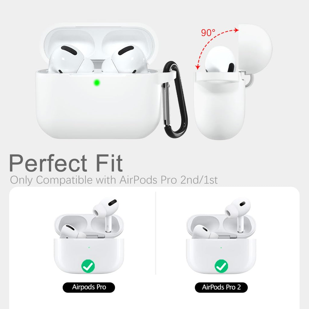 Lerobo for AirPod Pro Case, Soft Silicone Cover with Keychain - White view 1