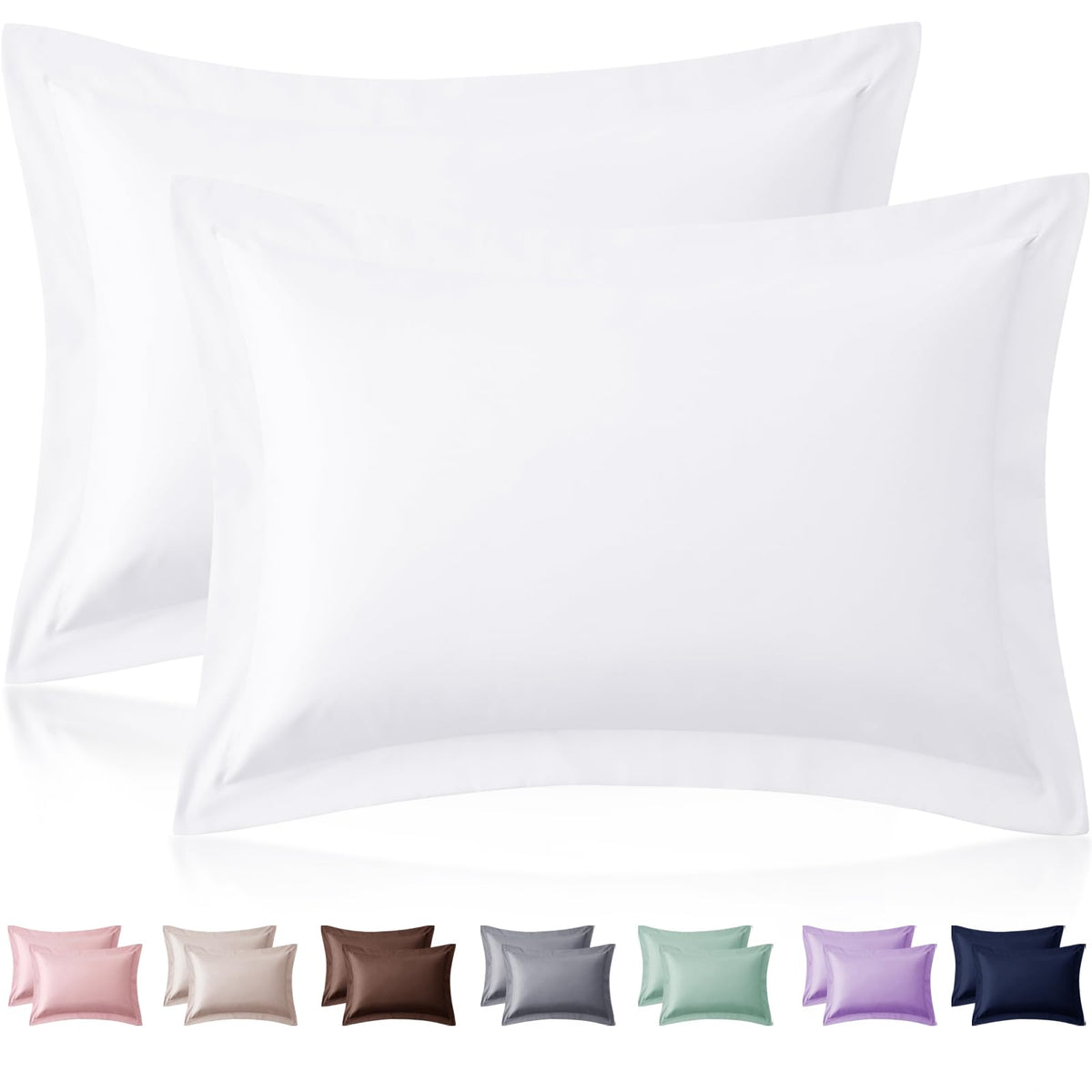 Homiest Pillow Shams Set of 2, 2-Inch Flange - White / King
