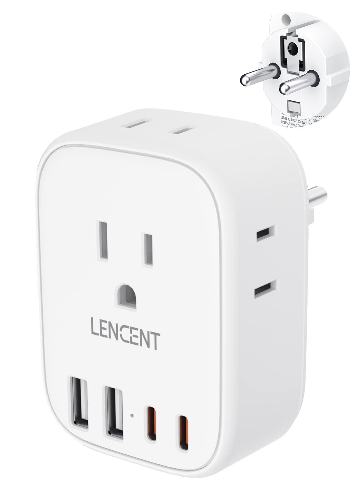 LENCENT Travel Plug Adapter - Type E/F-17.5W- Germany