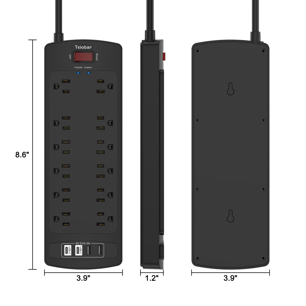 Teiobar Extension Cord Power Strip - view 7