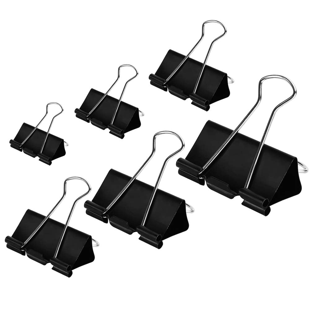 DSTELIN Binder Clips Paper Clamps Assorted Sizes 100 Count (Black), X Large, Large