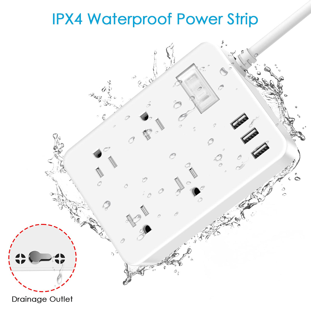 Power Strip, 4 Flat Plug